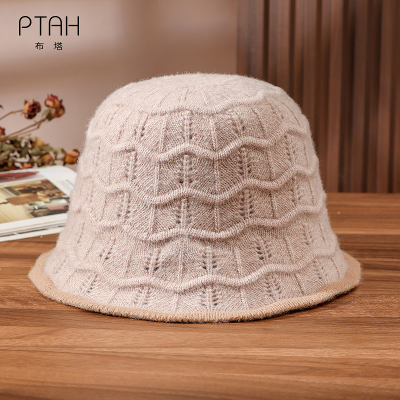 绵羊毛秋冬渔夫帽羊毛呢帽英伦复古盆帽加厚针织保暖帽子PT8049