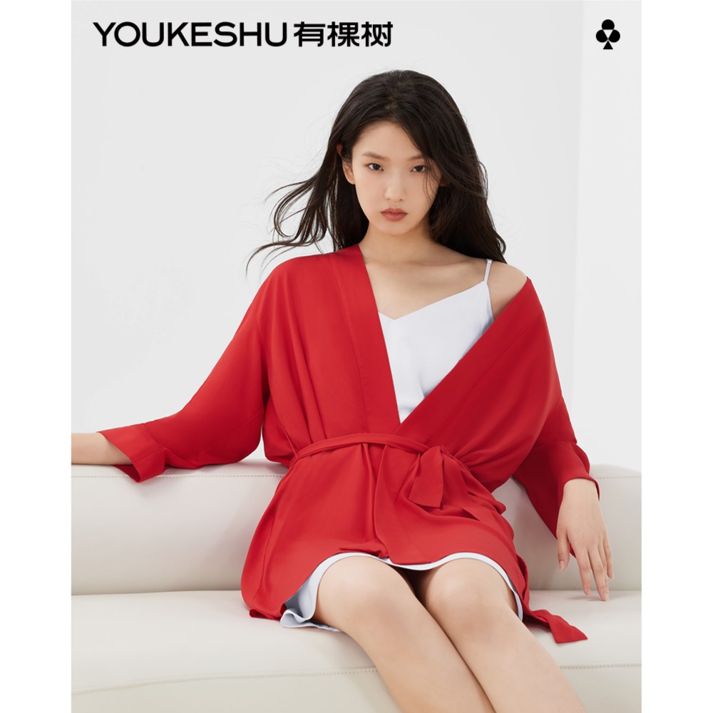 【清仓】有棵树结婚睡袍红色睡衣女款夏季新娘晨袍高级感女士家居服