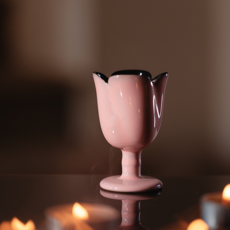 静霖 粉韵逸彩·星瓣高足茶杯