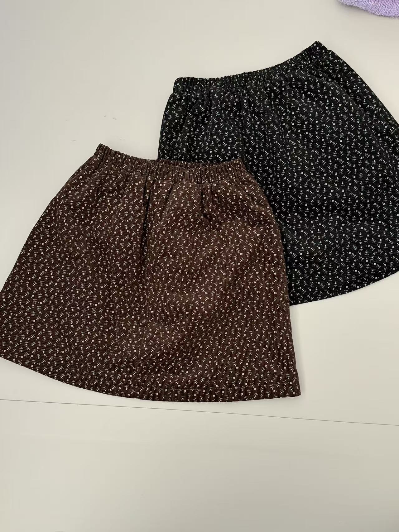 碎花绒绒绗棉百搭半身短裙