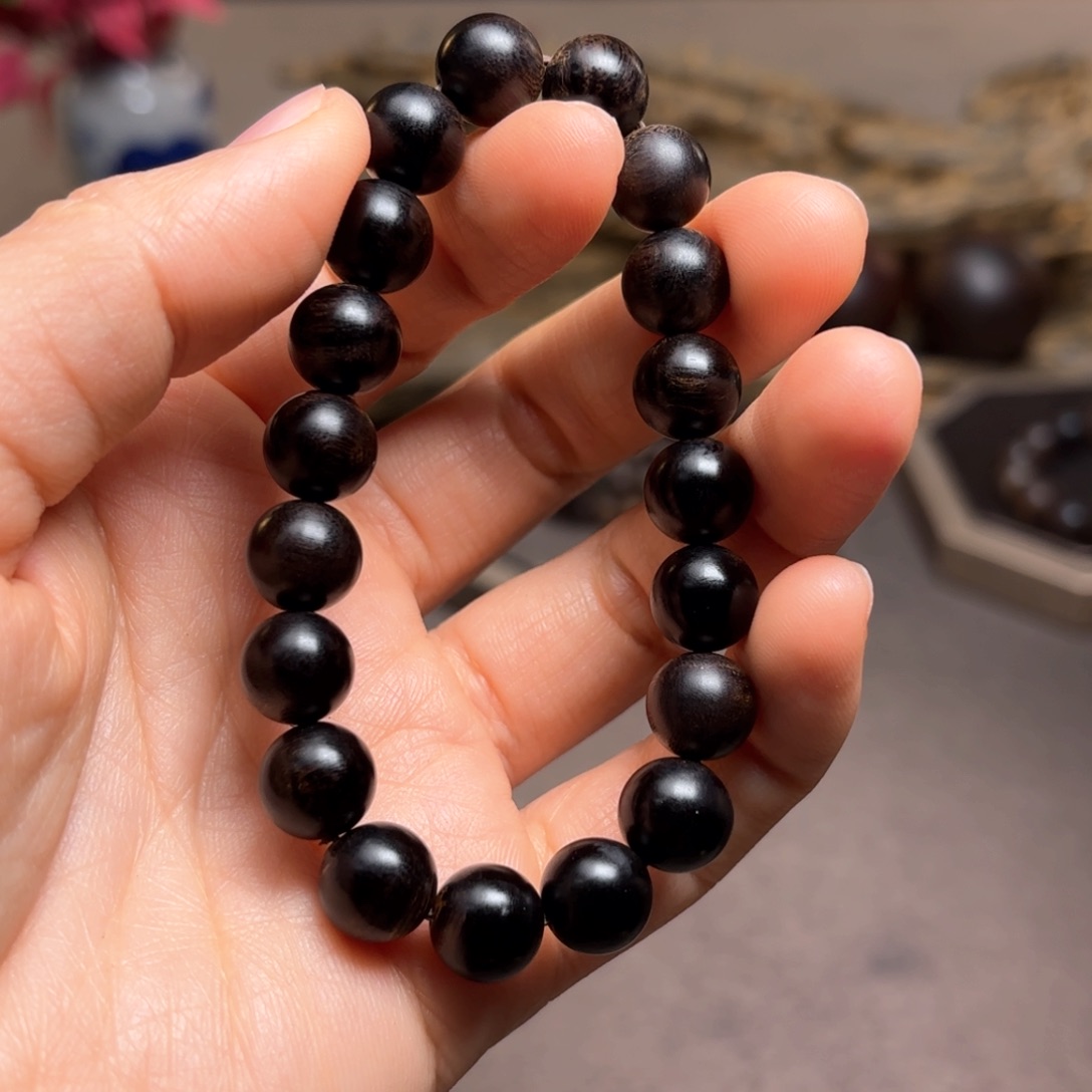 沉香手串越南芽庄帝王玉化紫棋瘤疤1.0