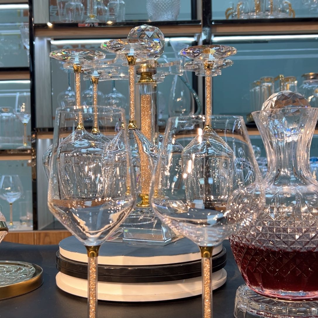 水晶玻璃手柄款红酒杯一套加啤酒杯6个