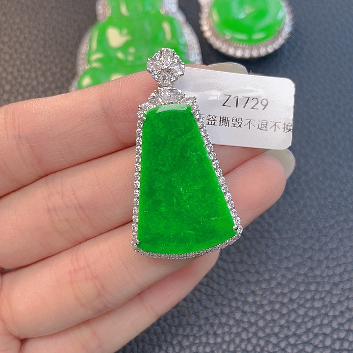 翡翠银S925镶嵌吊坠(不含链)