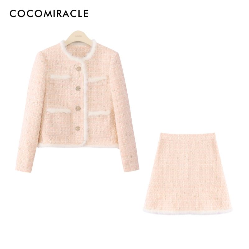 【董小姐】冬季新款法式水貂毛羽绒小香风套装Q38TZ8137