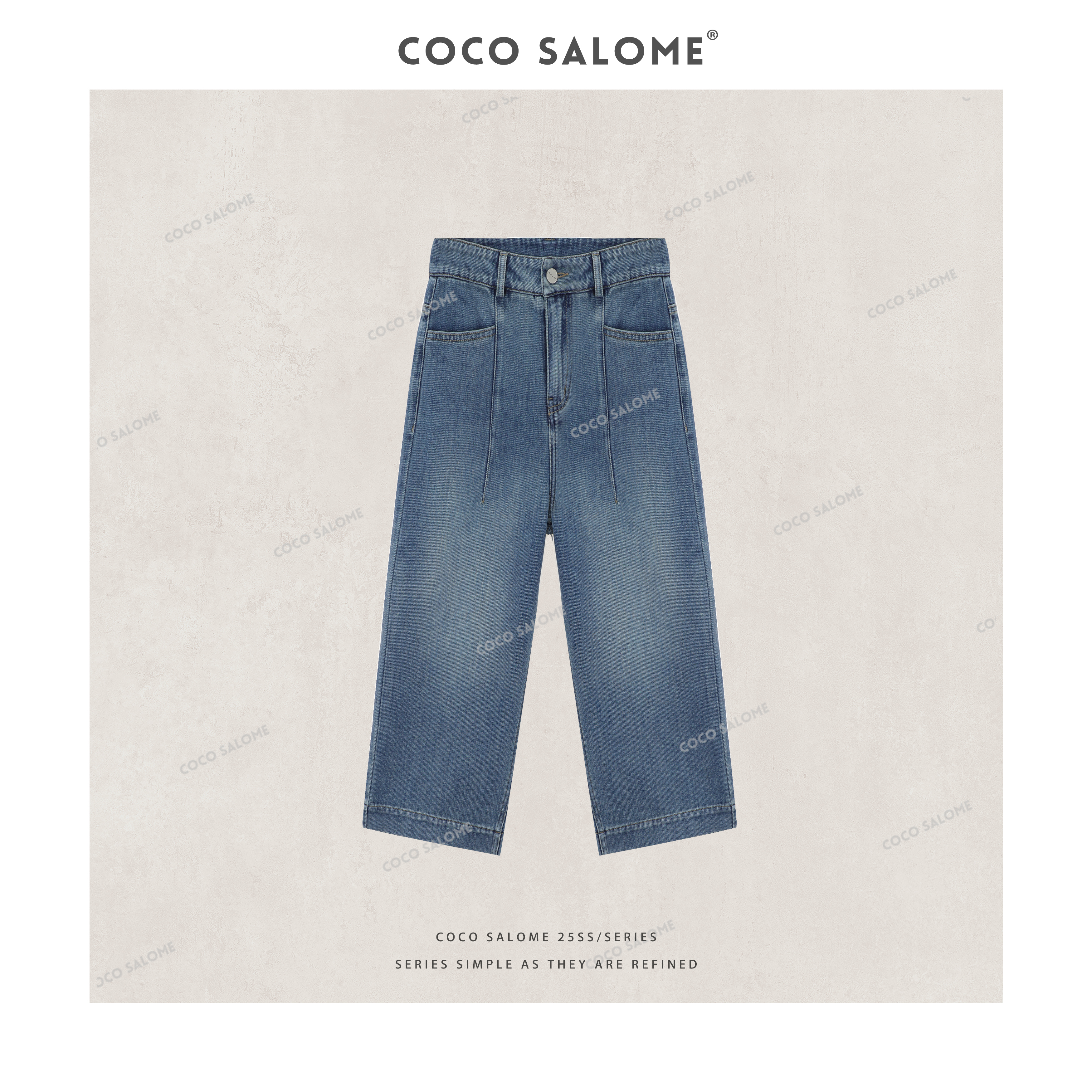 COCO SALOME⑩【奶奶裤】早春8分水洗宽松直筒休闲牛仔裤1148