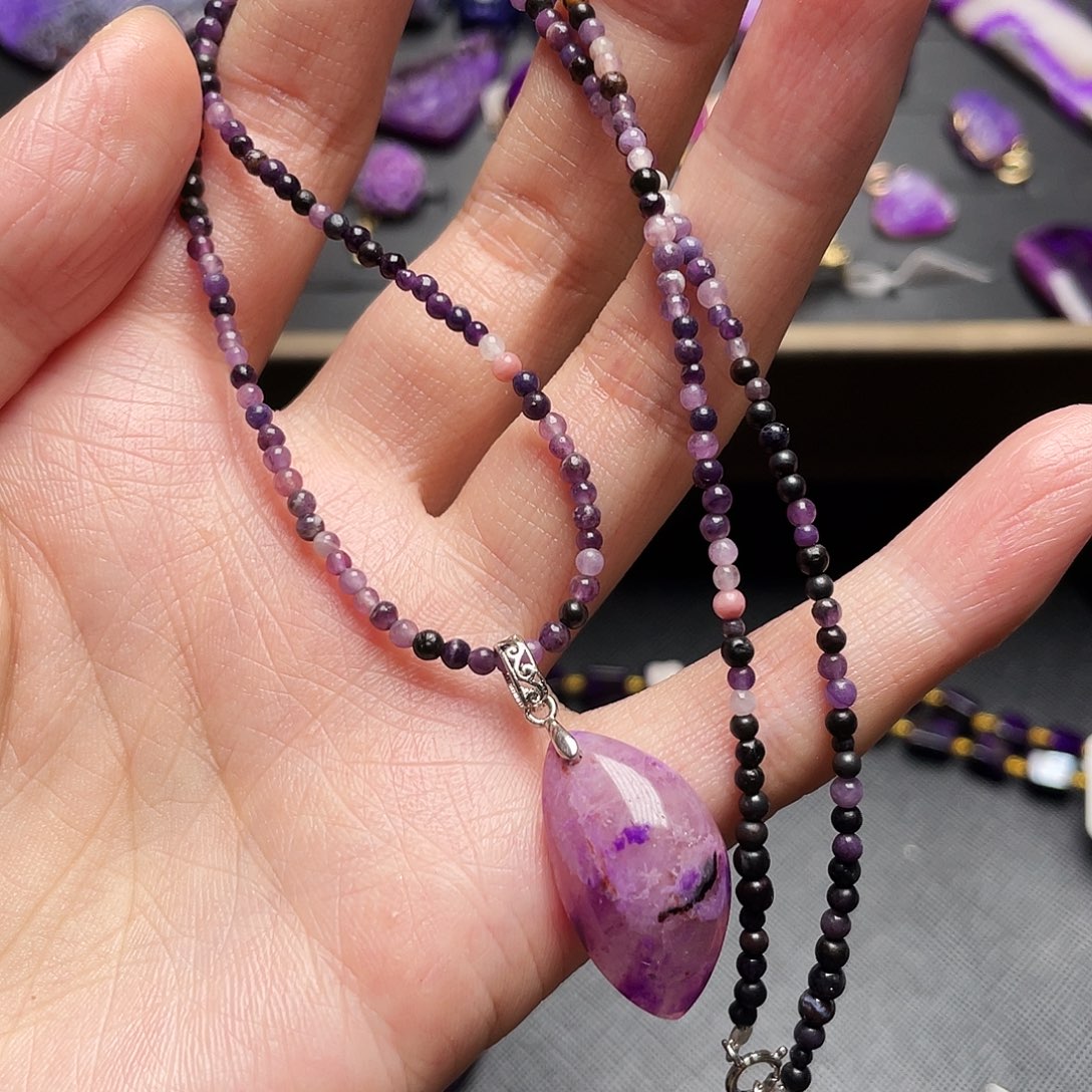 银S925镶嵌苏纪石（舒俱来）项链大****3