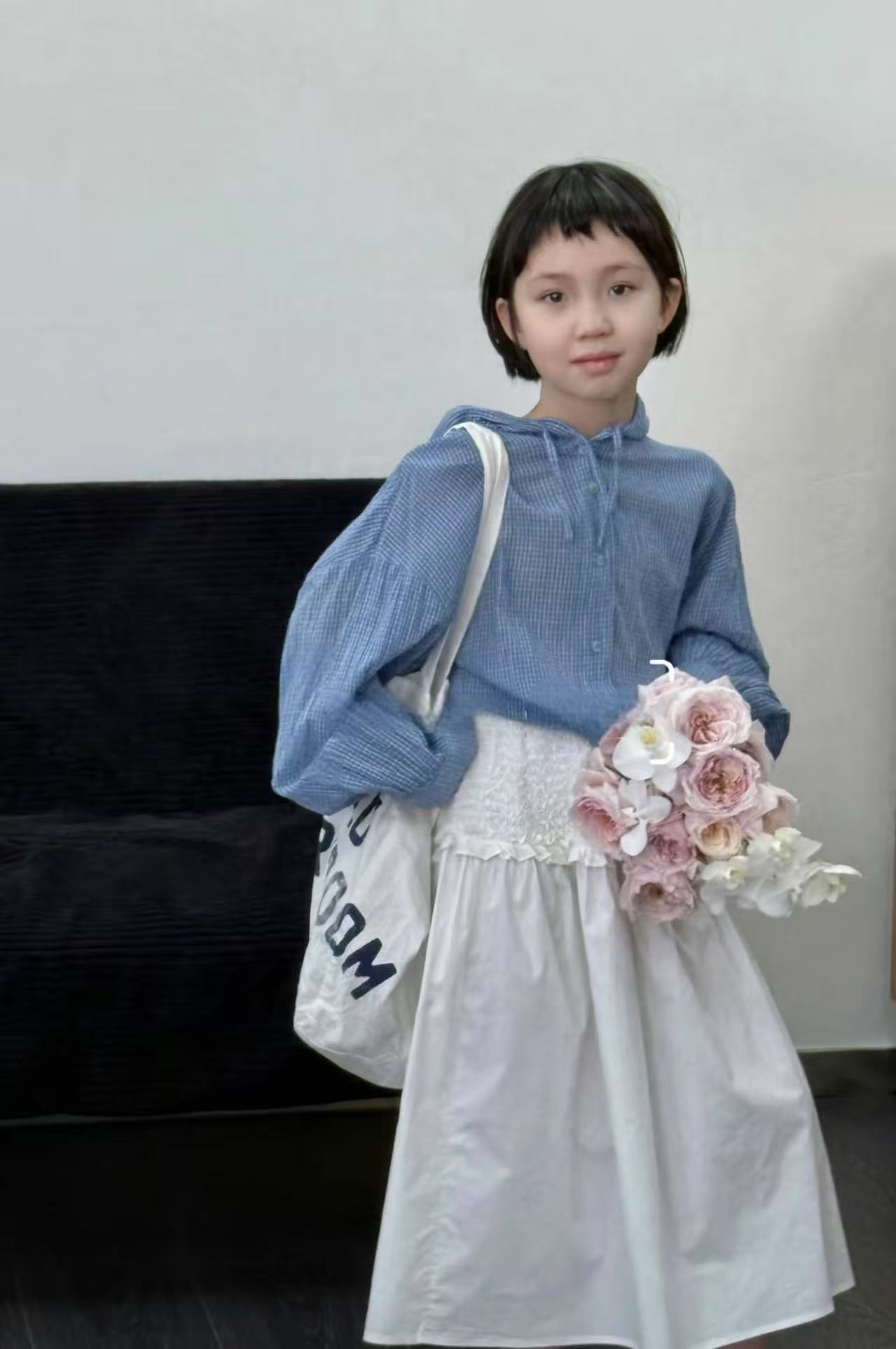 九子-2025夏季韩国设计师款亲子童装连帽上衣 3A0116+半裙12A2003