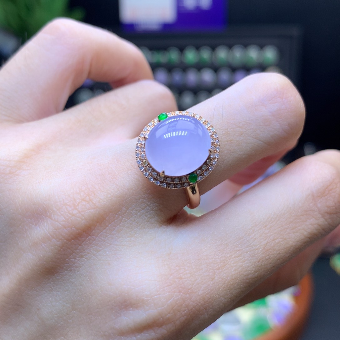 翡翠18K金镶嵌颈饰天然