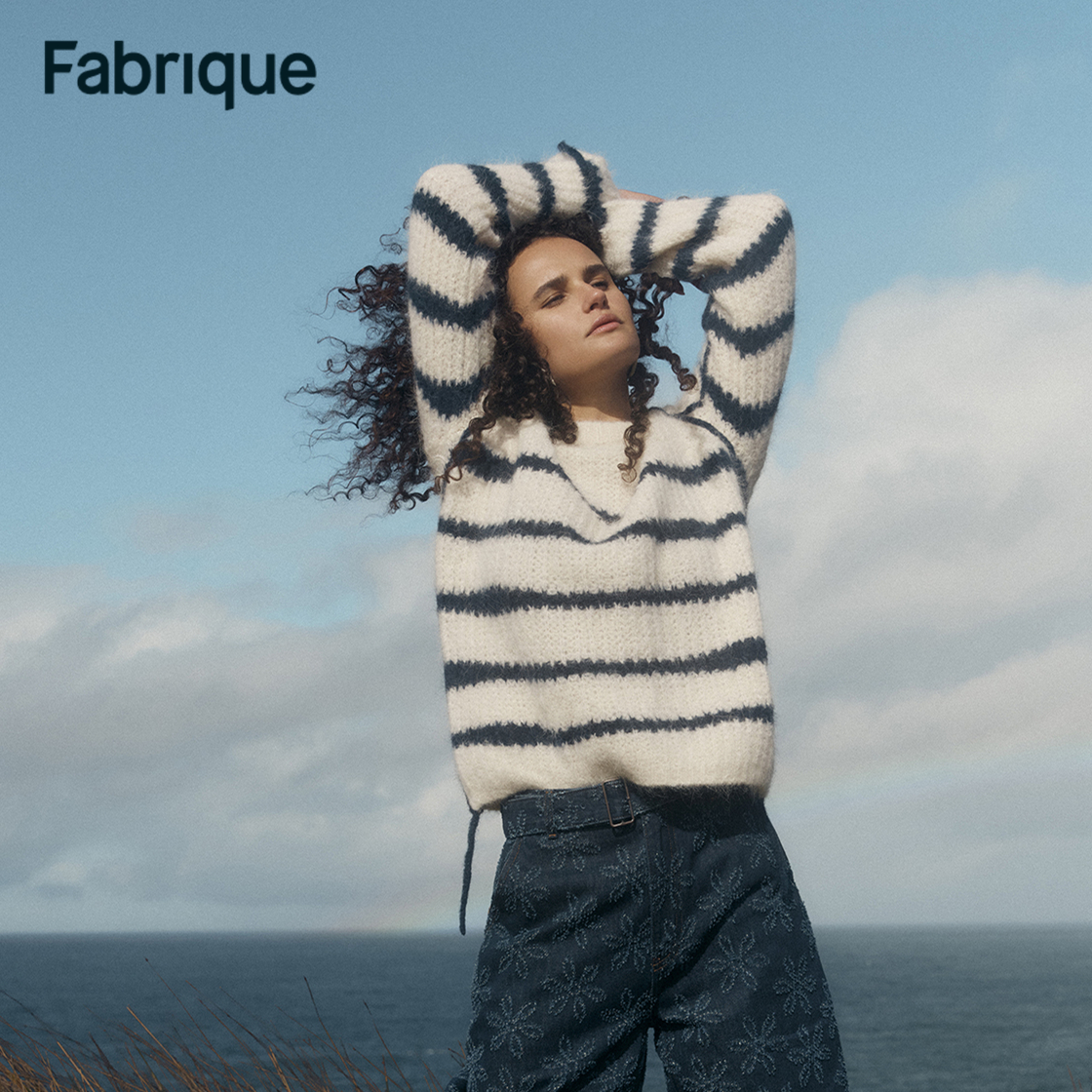 Fabrique Rita【海魂毛衣】秋冬航海风不规则条纹羊驼毛针织毛衣