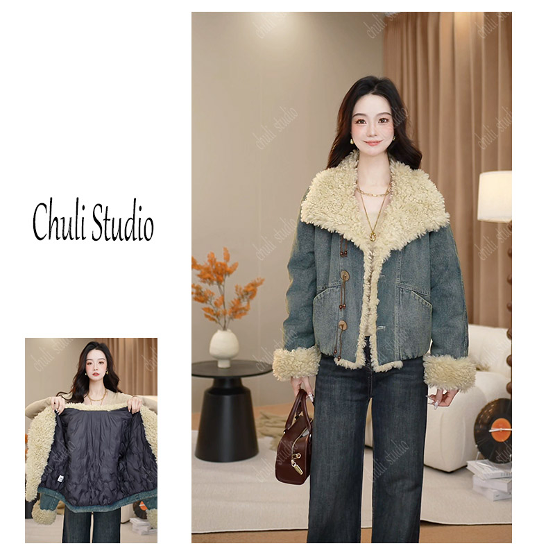 【ChuLi】专柜品质轻熟风大毛领牛仔羽绒服2025冬季新款加厚上衣 