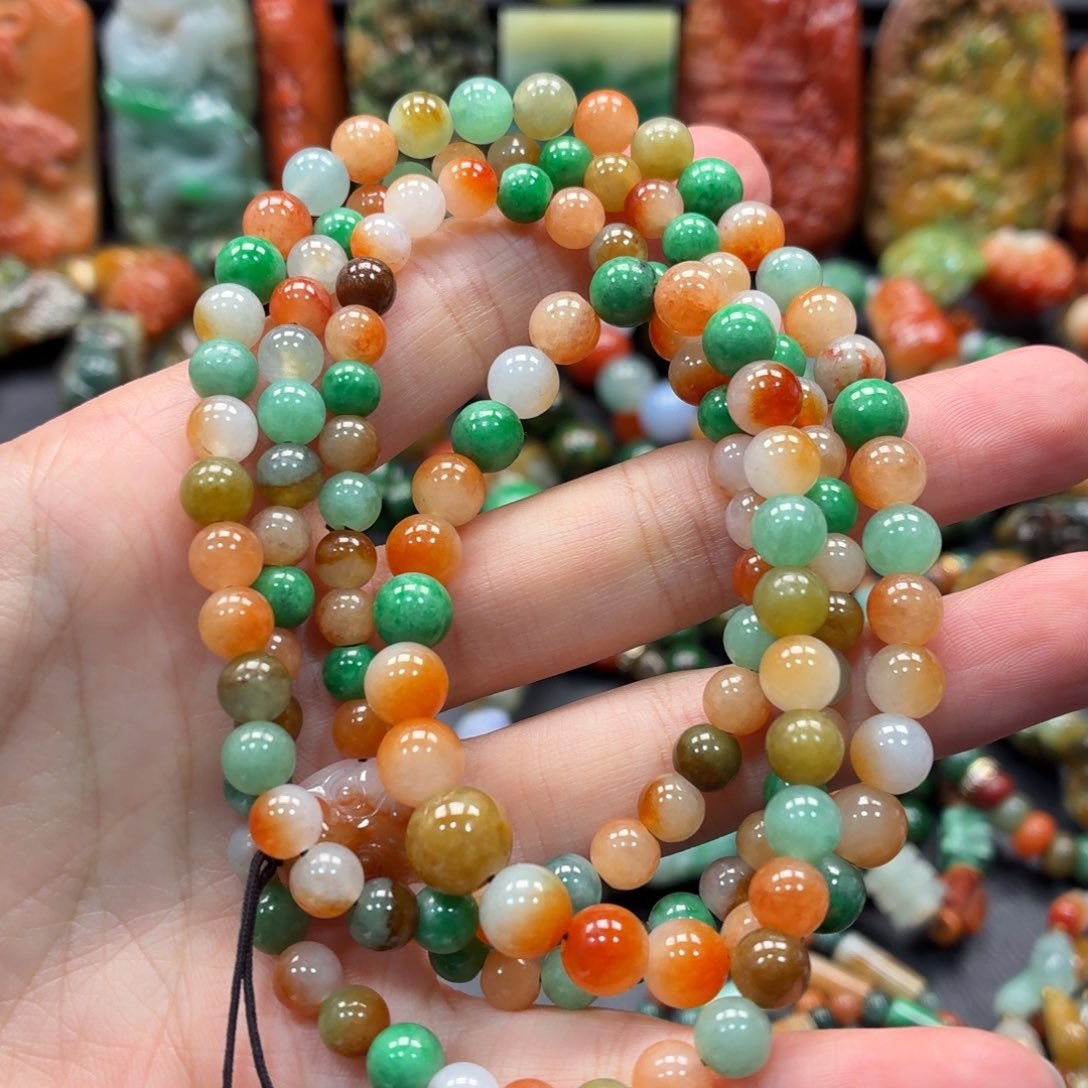 翡翠未镶嵌挂件多宝项链