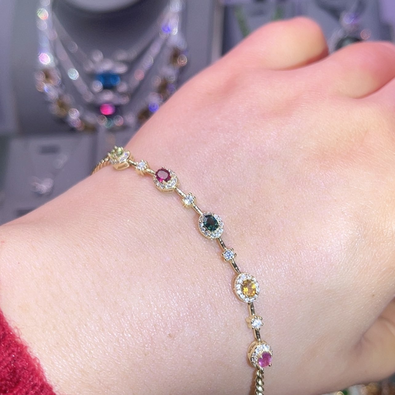 【闪购商品】碧玺手链银S925镶嵌手链