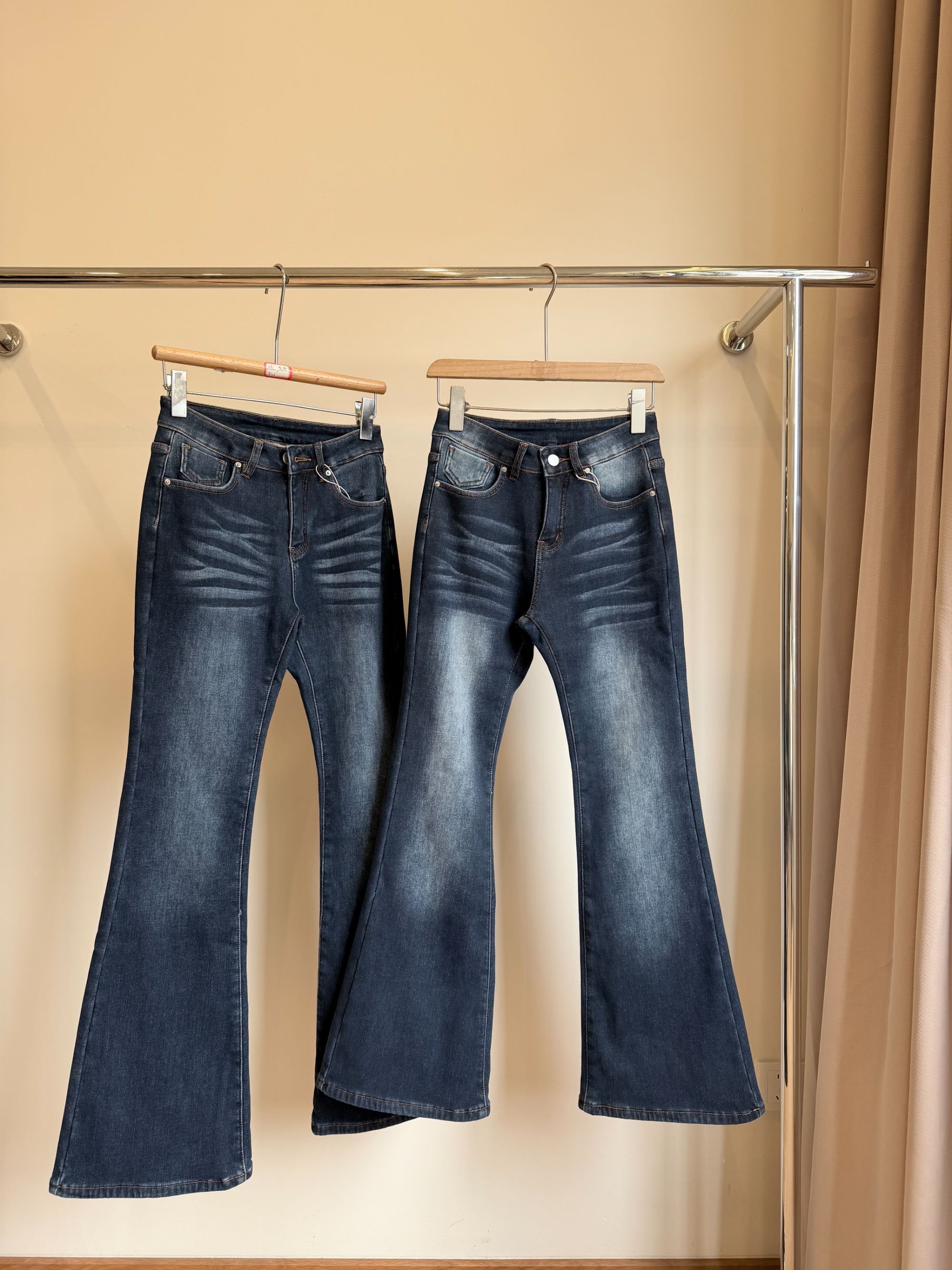 LEMON# 0712# 新款 法式牛仔裤直筒厚款微喇百搭常规意式 加绒