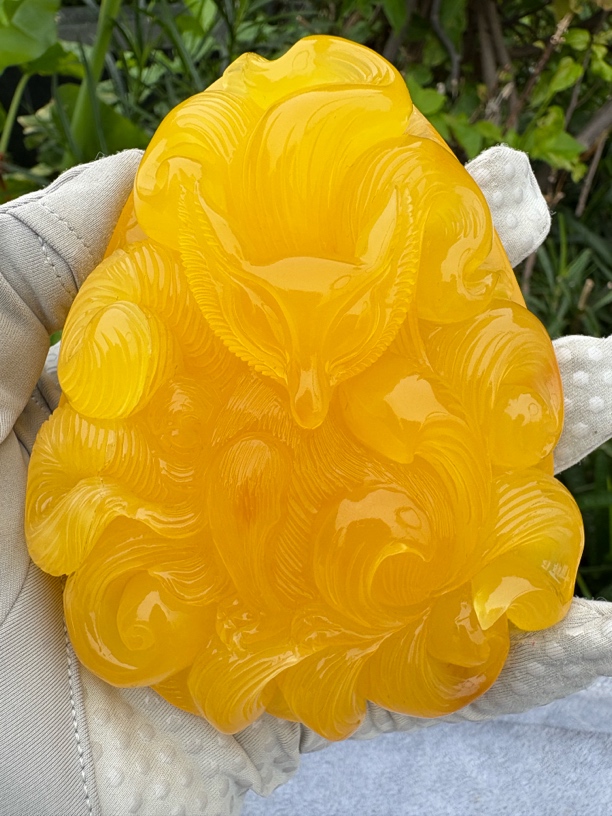 假一赔十，天然琥珀蜜蜡，九尾狐，蜜蜡吊坠，凤九吊坠 编号26