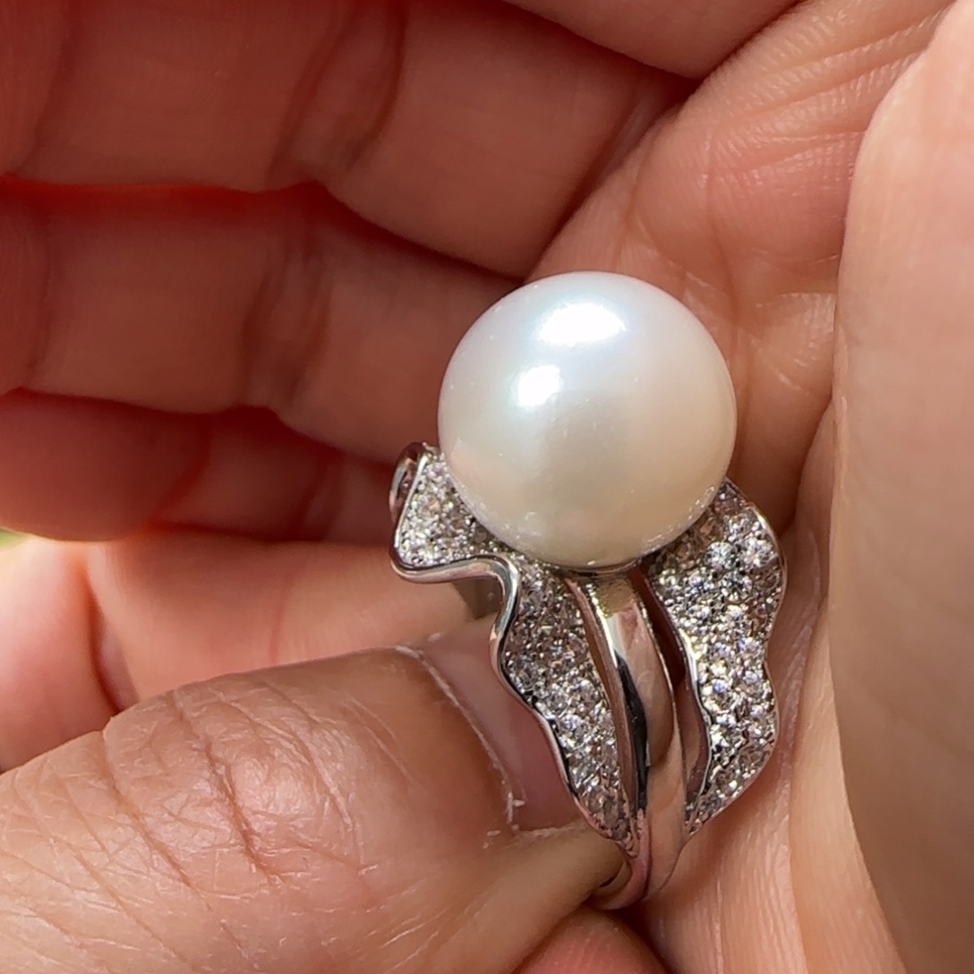 海水珍珠戒指银S925镶嵌