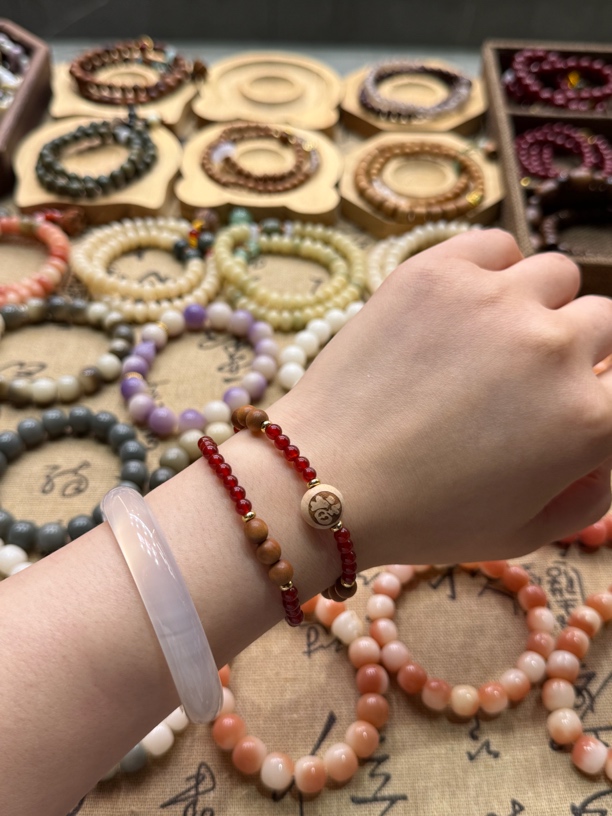 合金木质手链 双圈手串