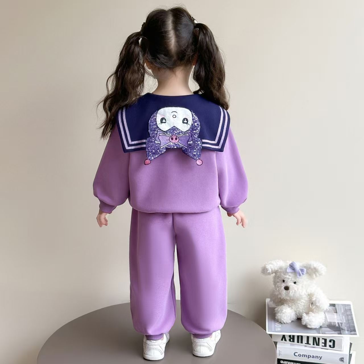 女童洋气卡通库洛米海军领套装秋季2025新款小女孩时髦休闲两件套