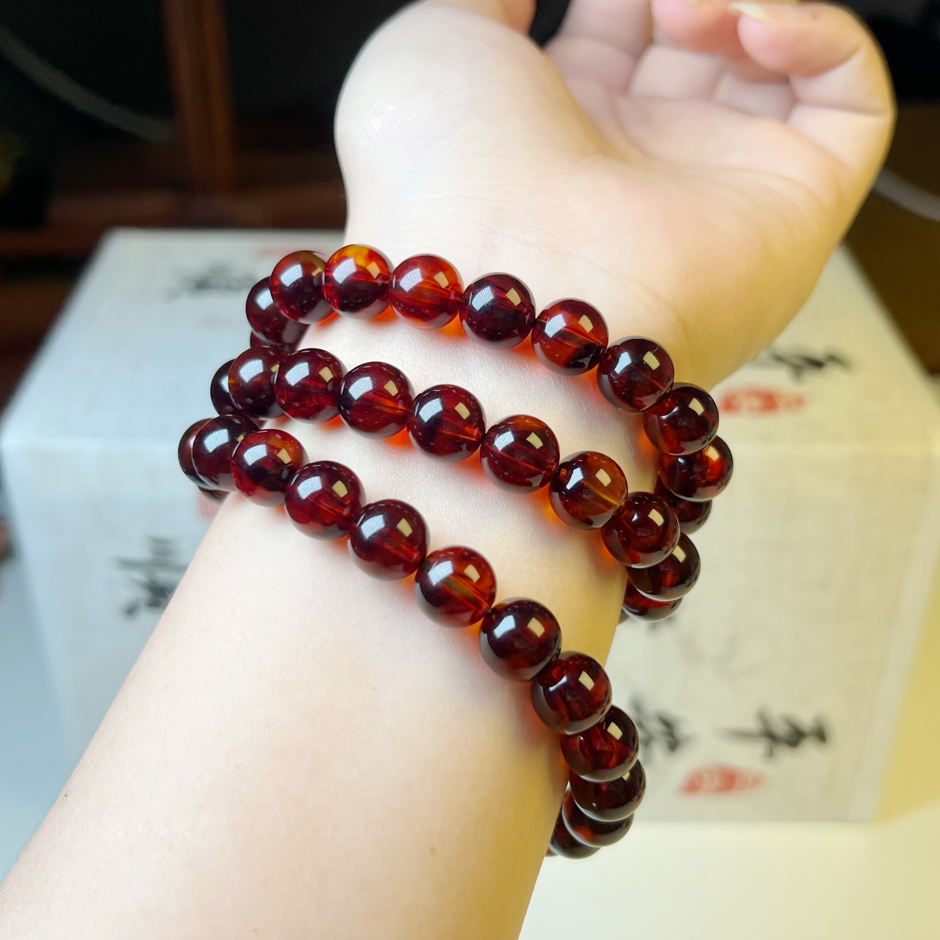 正品保障 血药珀 满血时尚精美紫杉醇DIY卡10mm三圈项链