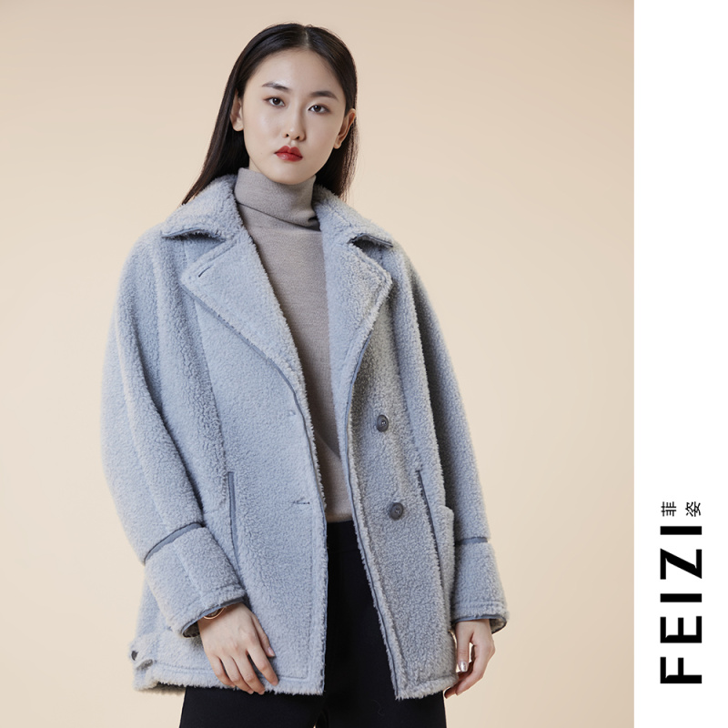 菲姿FEIZI冬款翻领颗粒绒外套0W7K3