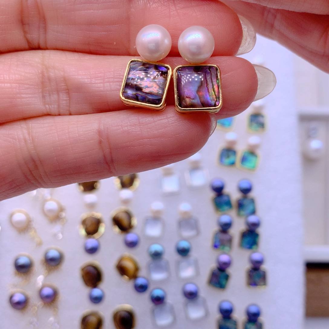 淡水珍珠耳饰合金