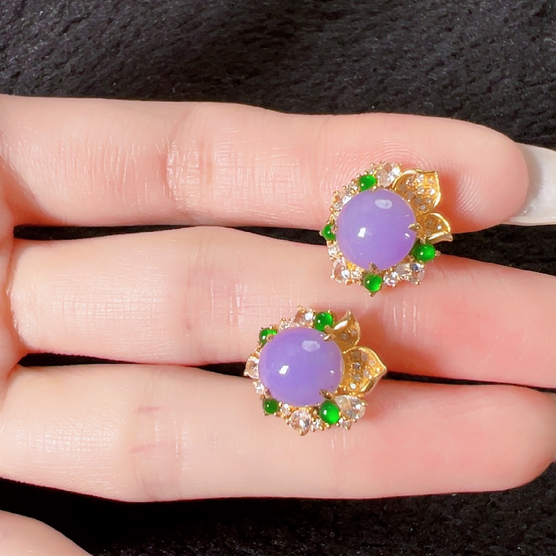 沈***店翡翠18K金镶嵌耳饰签收后24小时鉴赏期