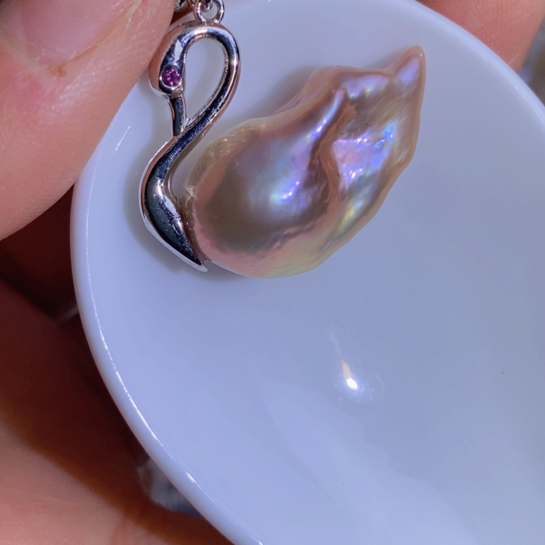 银S925镶嵌天然淡水珍珠淡水珍珠