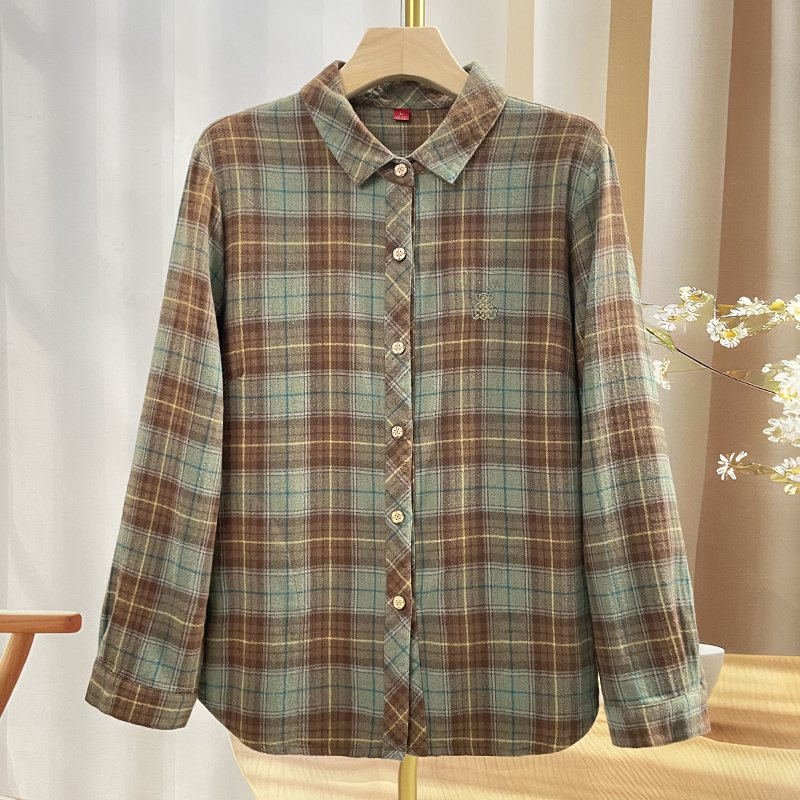 奶奶春装衬衫纯棉上衣中老年人妈妈春夏宽松衬衣全棉老太太衣服女