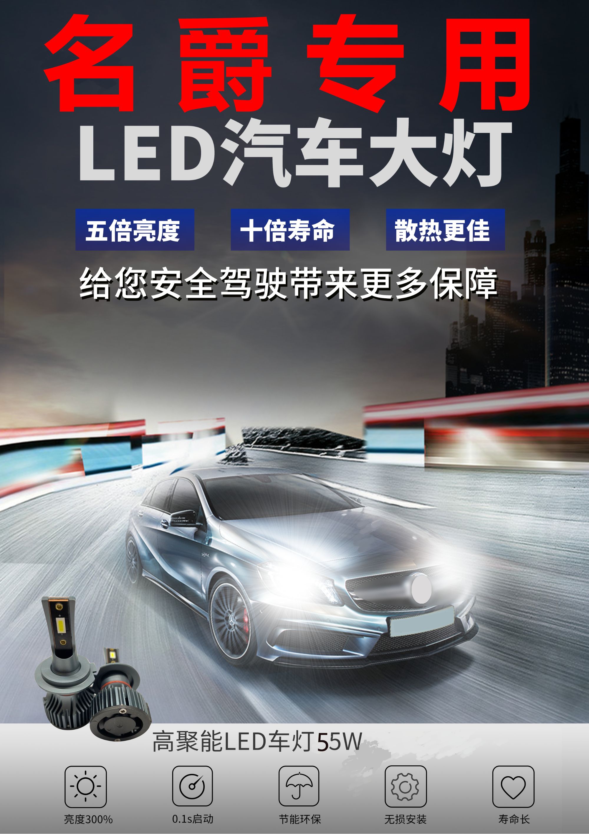 【名爵】356HSZS锐行锐腾GS近远光升级LED高亮高聚光大灯无损安装