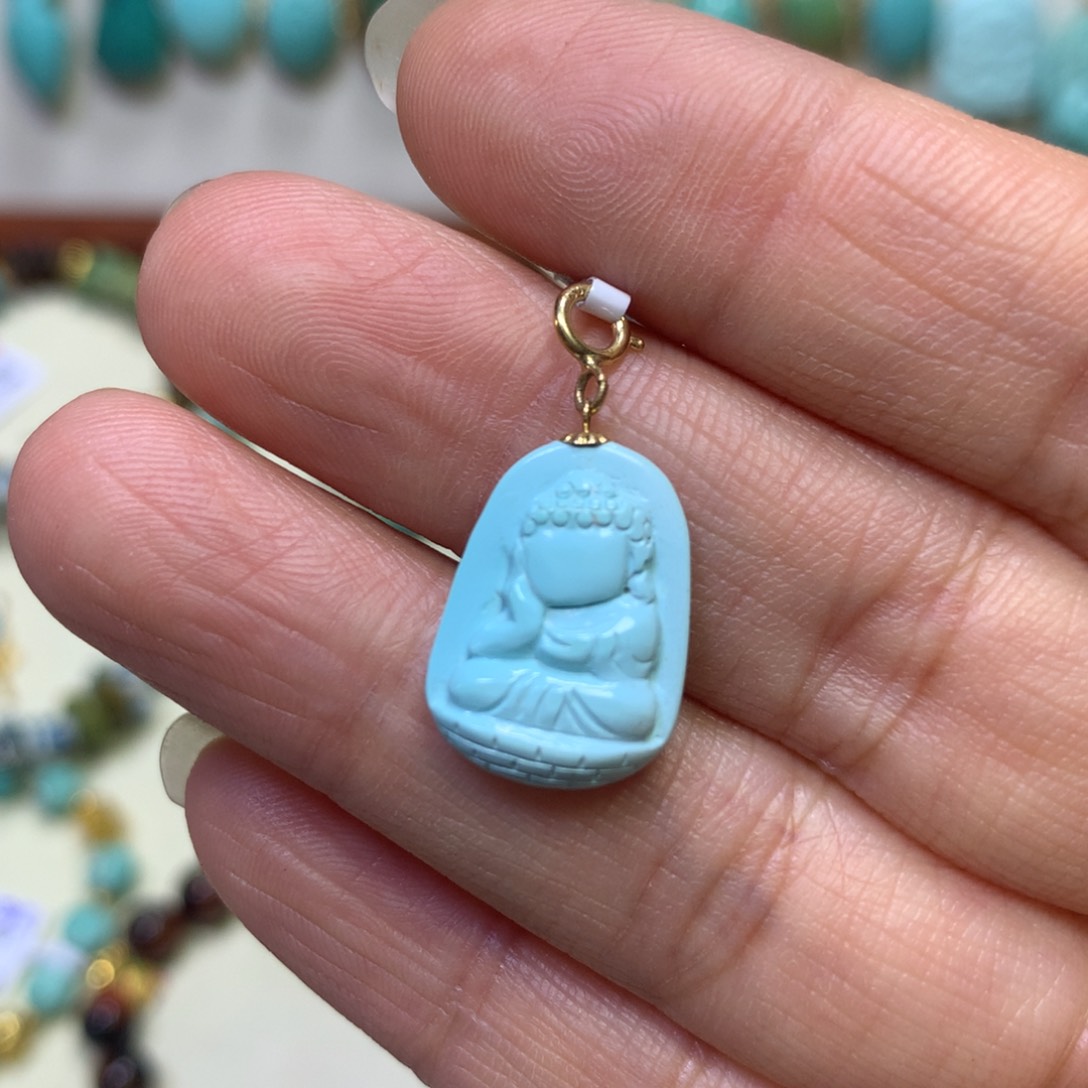 绿松石挂件18K金镶嵌