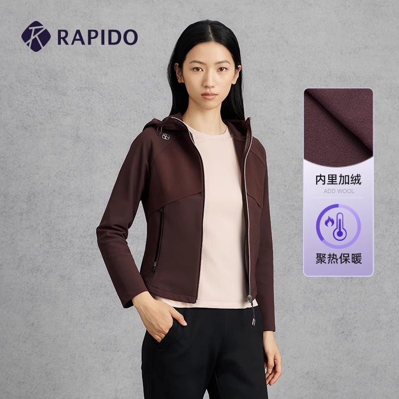 RAPIDO雳霹道2025年春秋季女士拼接连帽修身插肩袖外套CP5Z76G01