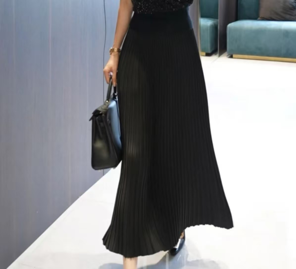  2025 醋酸（三宅百褶裙）重工高级感垂坠松紧腰半身裙