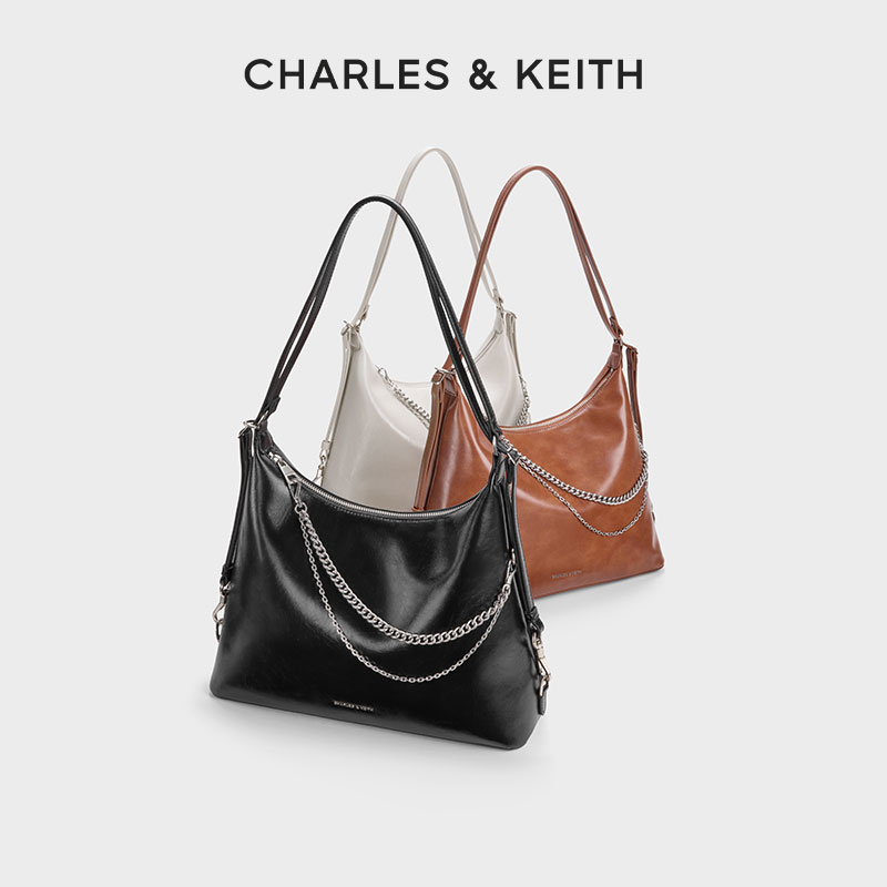CHARLES & KEITH【商场同款】大容量链条单肩托特包双肩包40782798