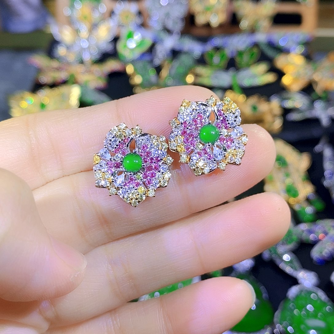 吊坠(不含链)银S925镶嵌翡翠