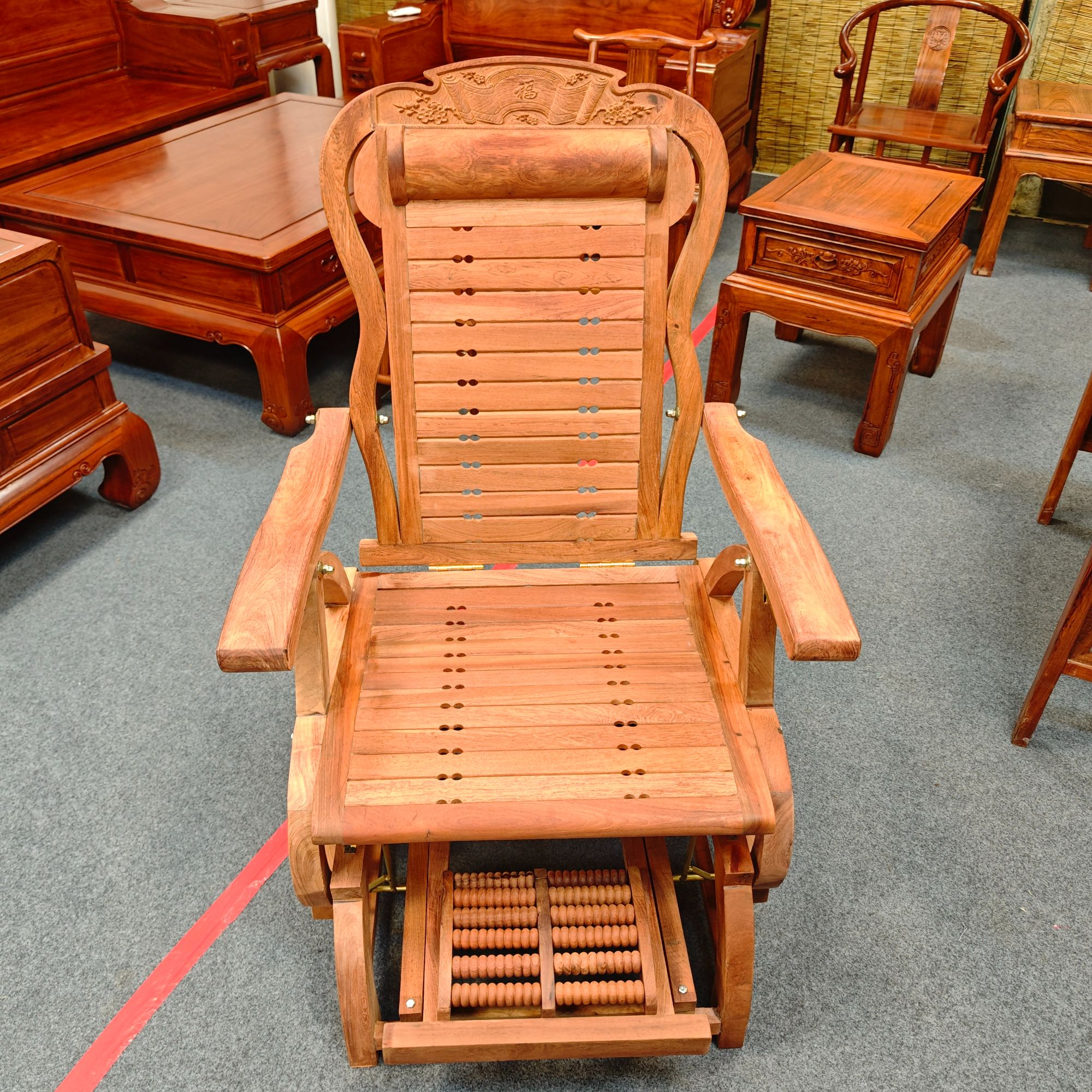 缅花摇椅（大果紫檀）家用实木摇摇椅休闲椅靠背椅新中式躺椅单人