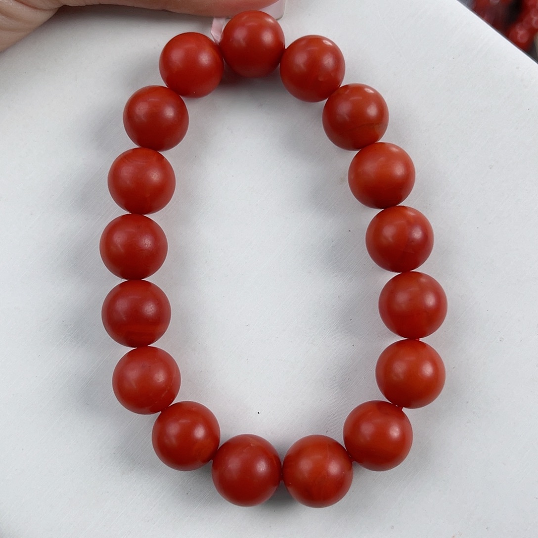 南红玛瑙未镶嵌保山哑光锦红单圈12mm