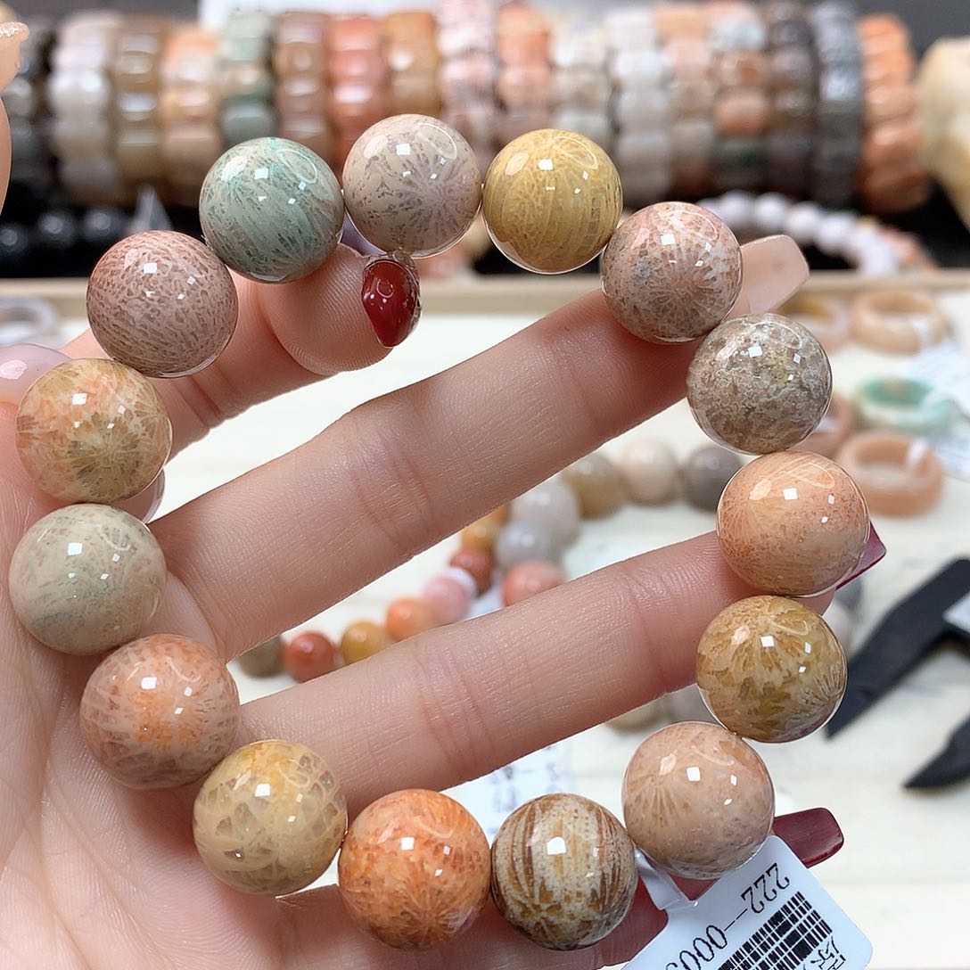 硅化珊瑚（珊瑚玉）手链未镶嵌清****洛155