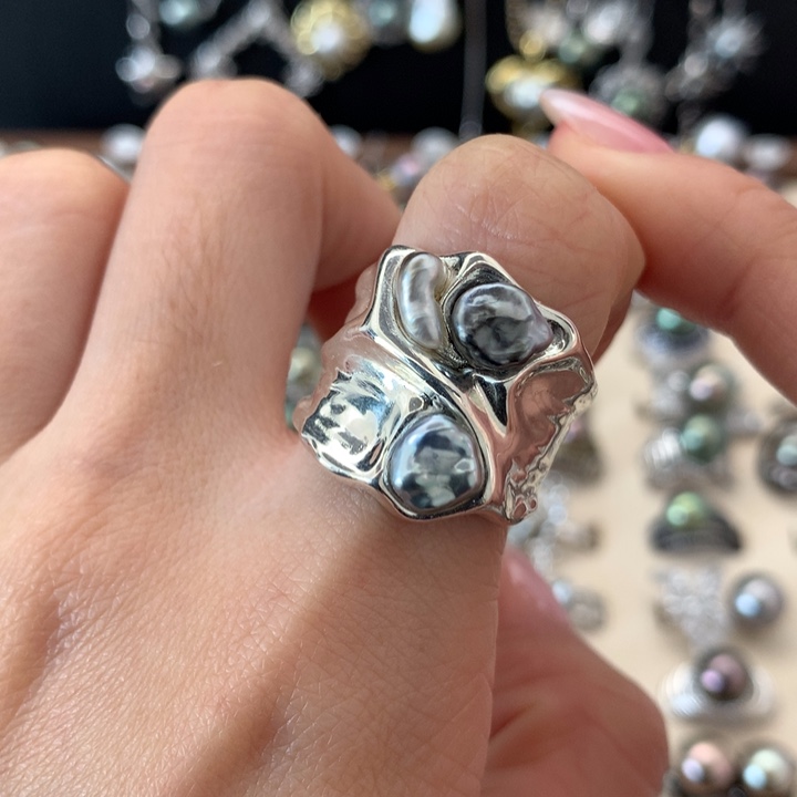 银S925镶嵌戒指海水珍珠