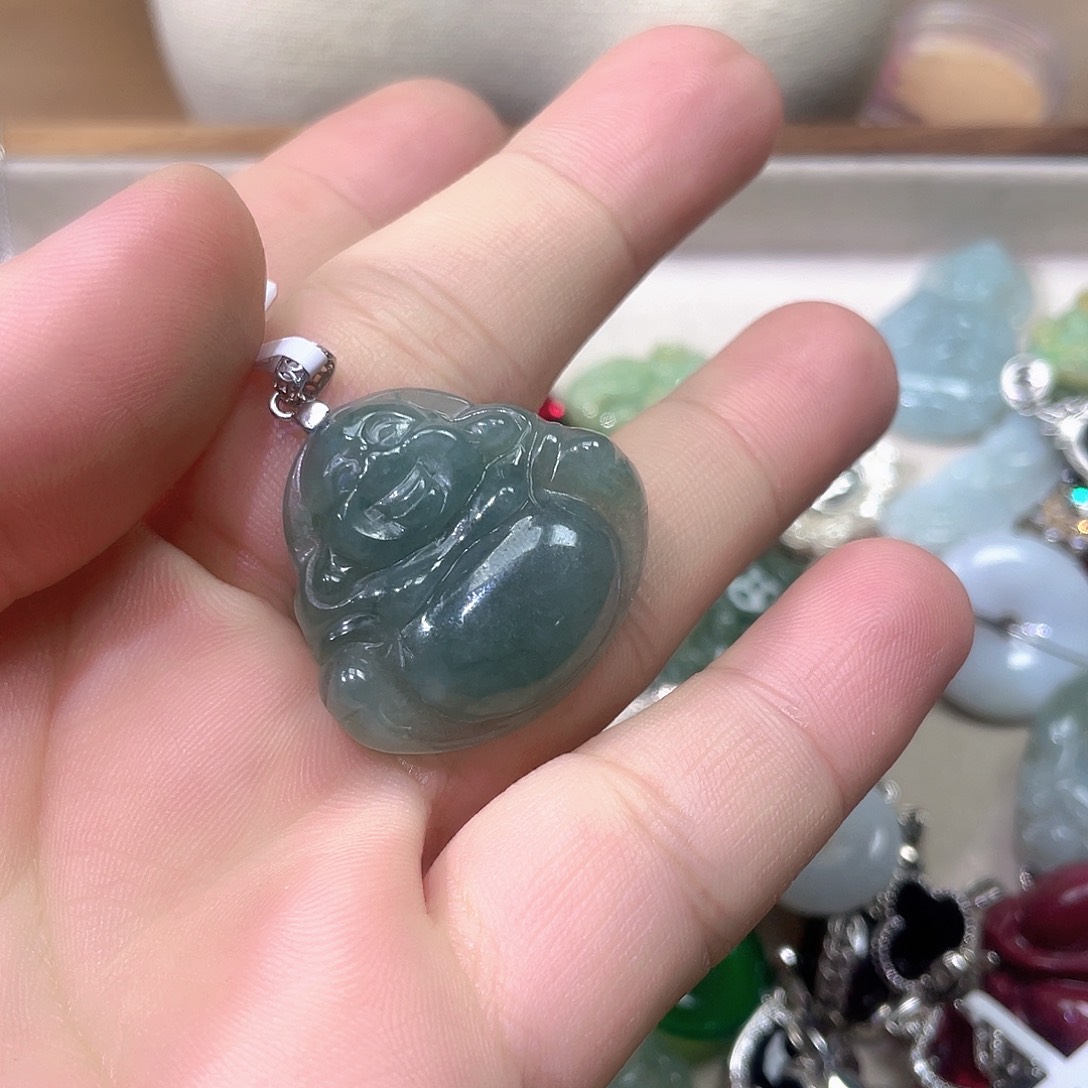 一***心吊坠925银锆石佛公