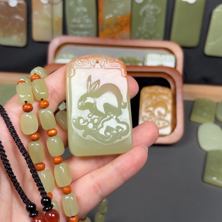 石材新疆昆仑山脉生肖兔