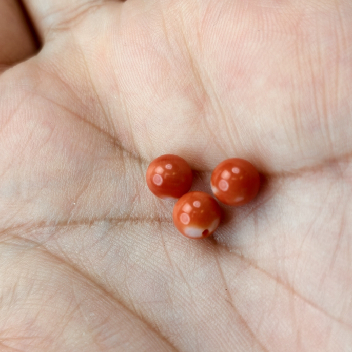 梓钦甄选-天然红珊瑚圆珠单珠1.13g