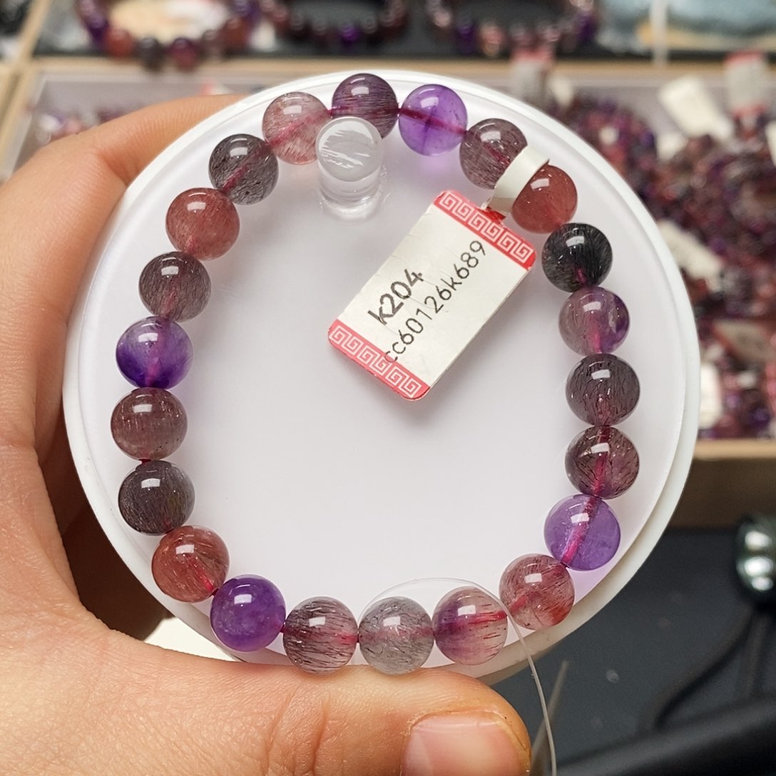 未镶嵌手链水晶K204绿幽灵8.6+