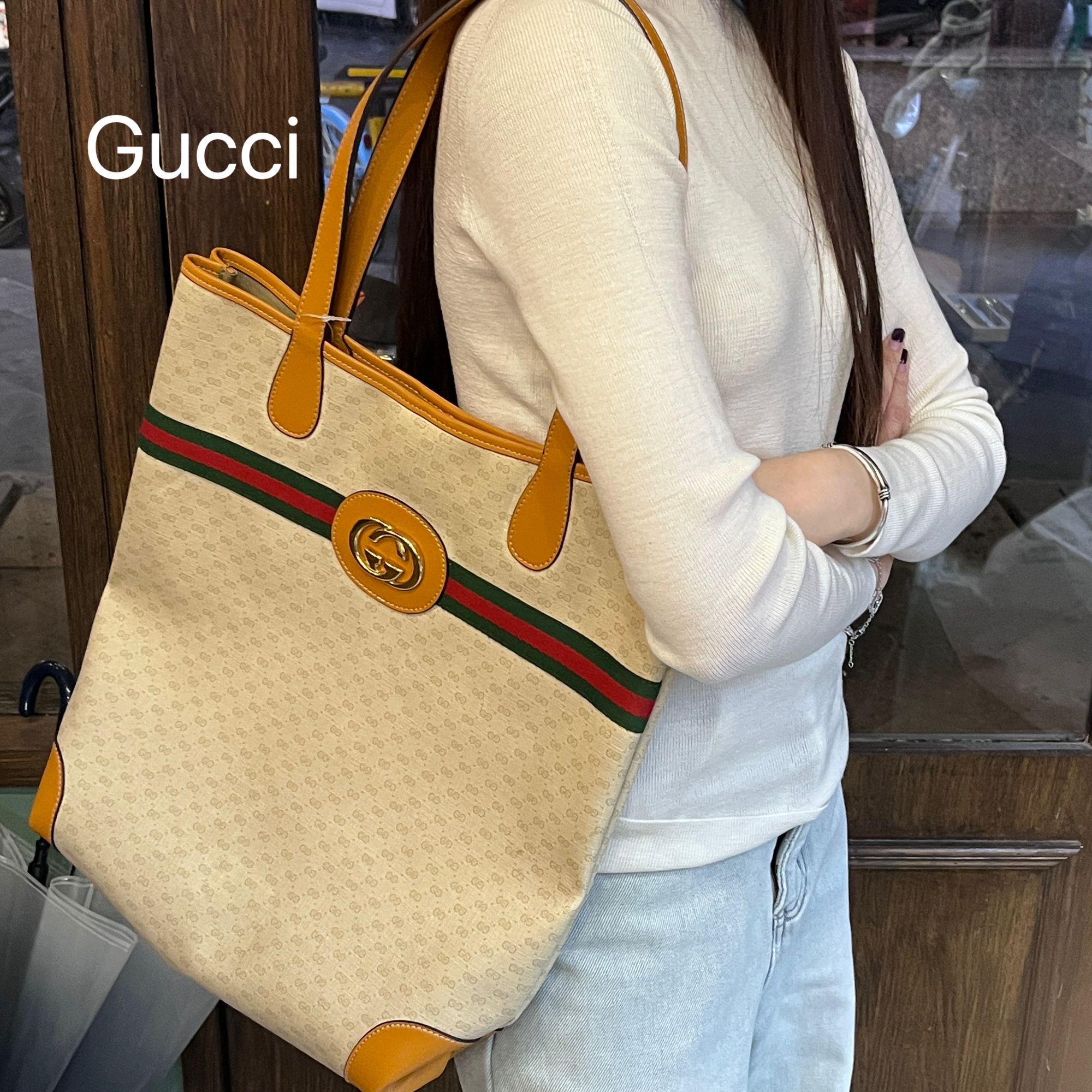 95新 GUCCI/古驰 A2154暮野风格单肩托特包95新/代卖服务
