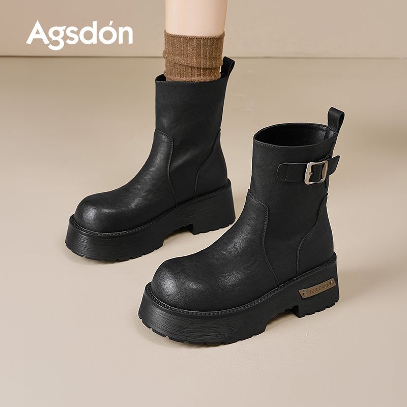 654286厚底马丁靴女2025新款秋季小个子增高瘦瘦靴时尚切尔西靴