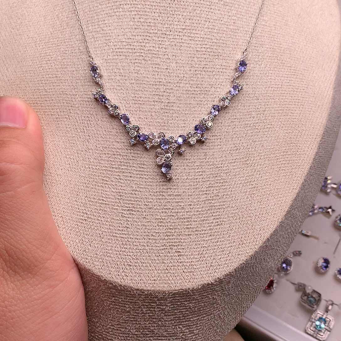 坦桑石颈饰银S925镶嵌