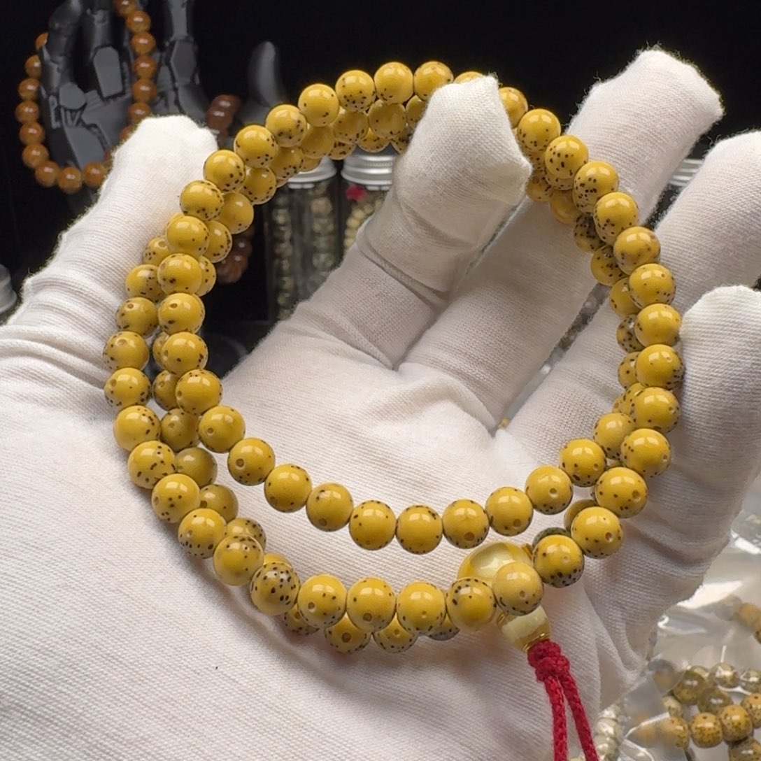 解***张星月菩提手串7圆石玉108