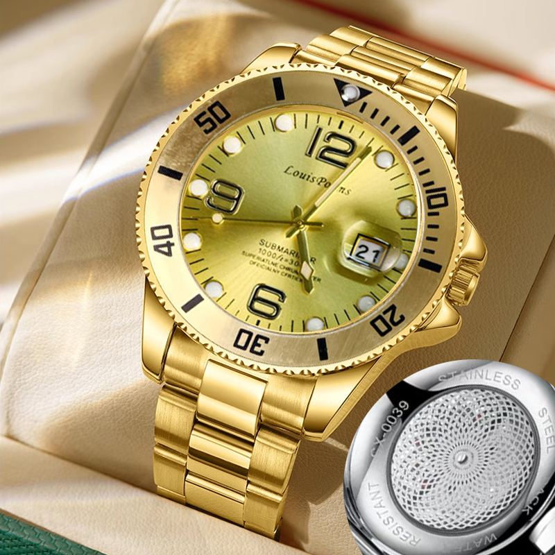 RA6975金游艇经典男士大气商务潮流钢带日历个性腕表