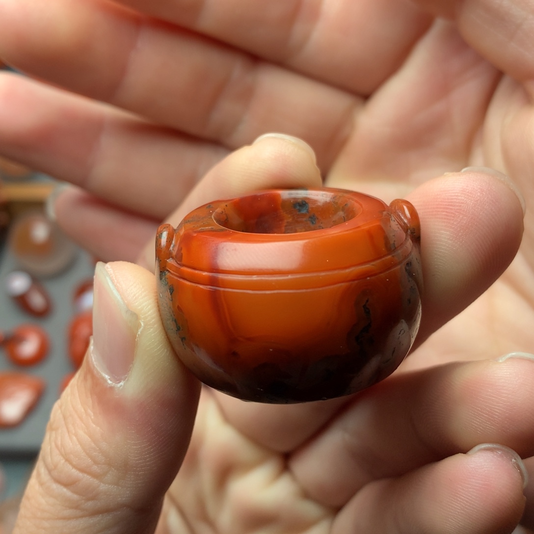 南红玛瑙未镶嵌1茶花翎老南红香炉