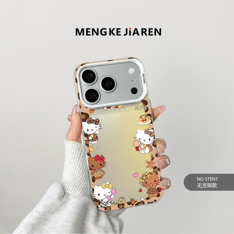 可爱镂空KT猫适用于苹果17promax华为小米手机壳vivo防摔带支架款
