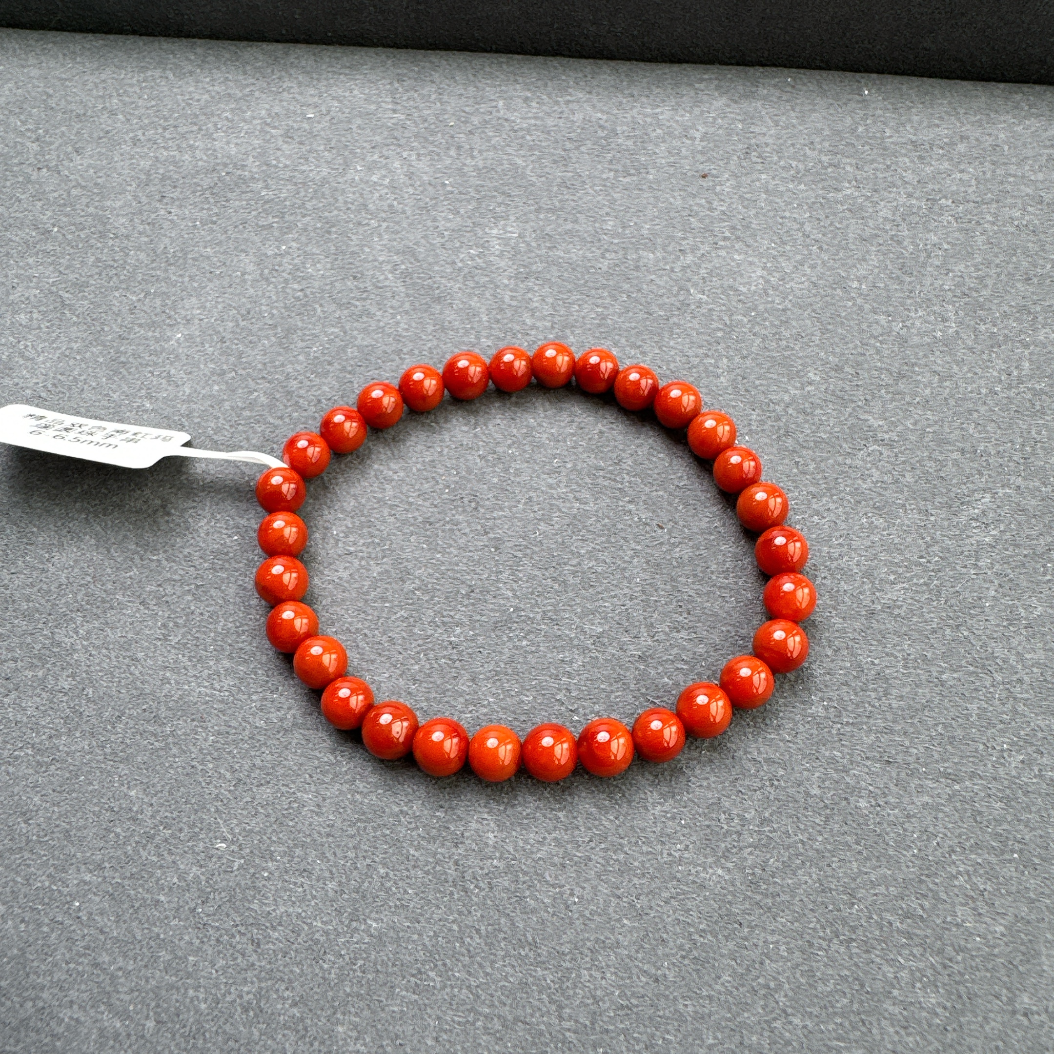 满色满肉南红玛瑙圆珠手串6-6.5mm