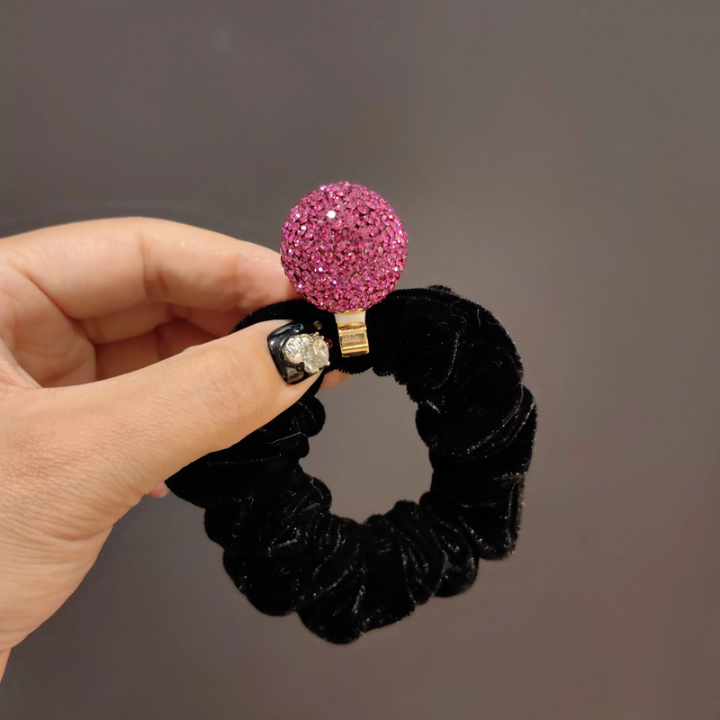 韩版施家满钻单球发绳2024新款丝绒高弹力发圈网红爆款头绳女